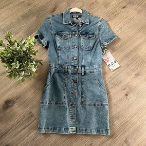 Denim Button-Down Mini Dress
